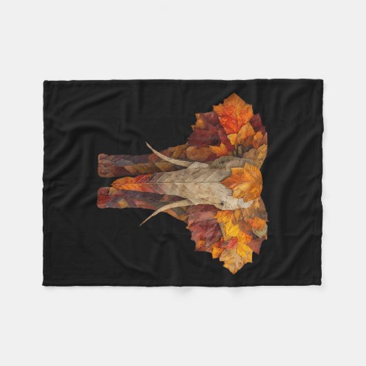 Elephant Autumn verlaat de Herfst van Artistic Ani Fleece Deken (Voorkant (Horizontaal))