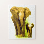 Elephant & Baby - Animals Art Legpuzzel (Verticaal)