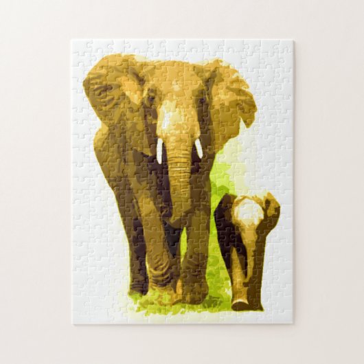 Elephant & Baby - Animals Art Legpuzzel (Verticaal)