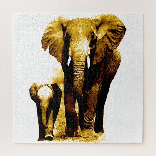 Elephant & Baby - Animals Art Legpuzzel (Verticaal)