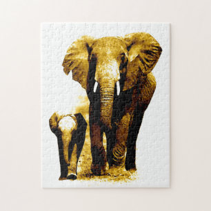 Elephant & Baby - Animals Art Legpuzzel