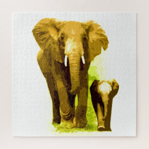 Elephant & Baby - Animals Art Legpuzzel