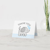 Elephant Baby Bedankt Blue Gingham (Voorkant)