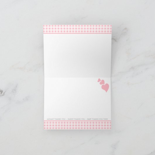 Elephant Baby Bedankt Pink Gingham (Binnen)