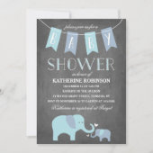 Elephant Baby Blue | Uitnodiging tot Baby shower (Voorkant)