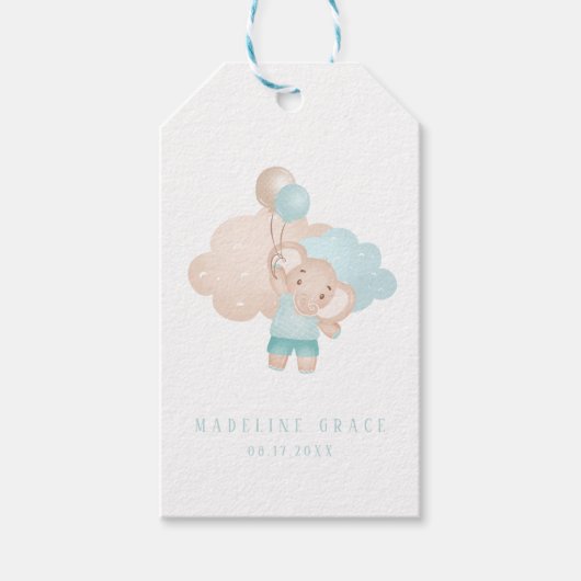 Elephant Baby Boy Baby shower Favor/Gift Label Cadeaulabel (Voorkant)