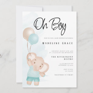 Elephant Baby Boy Baby shower Uitnodiging