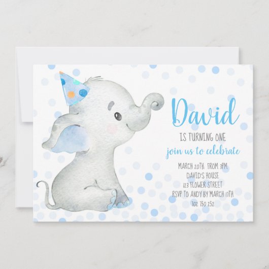 Elephant Baby Boy Blue Confetti Safari Oerwoud Kaart (Voorkant)