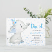 Elephant Baby Boy Blue Confetti Safari Oerwoud Kaart (Staand voorkant)