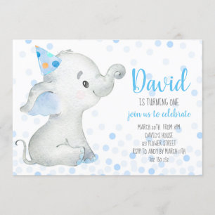 Elephant Baby Boy Blue Confetti Safari Oerwoud Kaart
