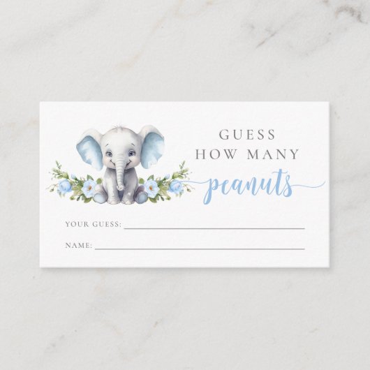 Elephant Baby Boy Douche Raad eens hoeveel pinda's Informatiekaartje (Voorkant)