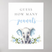 Elephant Baby Boy Douche Raad eens hoeveel pinda's Poster (Voorkant)