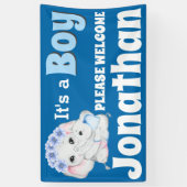 Elephant baby boy met moeder, het is een jongen WE Spandoek (Verticaal)