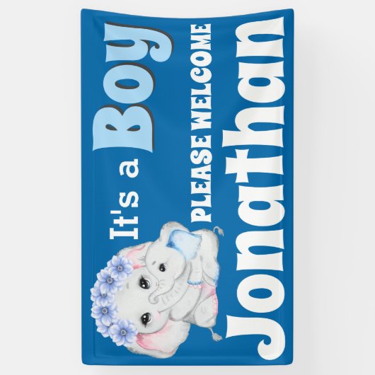 Elephant baby boy met moeder, het is een jongen WE Spandoek (Verticaal)