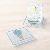 Elephant Baby Boy Shower Glazen Onderzetter (Schuin)