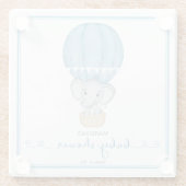 Elephant Baby Boy Shower Glazen Onderzetter (Achterkant)
