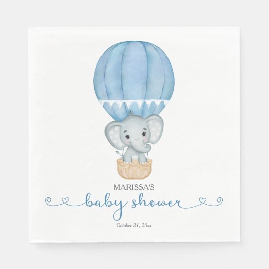 Elephant Baby Boy Shower Servet (Voorkant)