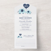 Elephant Baby Boy Shower Uitnodiging & Advice Kaar (Binnen)