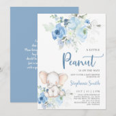 Elephant Baby Boy Shower-uitnodiging Kaart (Voorkant / Achterkant)