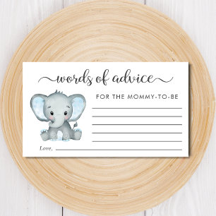 Elephant Baby Boy Shower Words of Advice Informatiekaartje