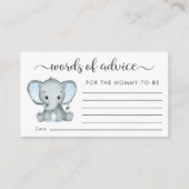 Elephant Baby Boy Shower Words of Advice Informatiekaartje (Voorkant)