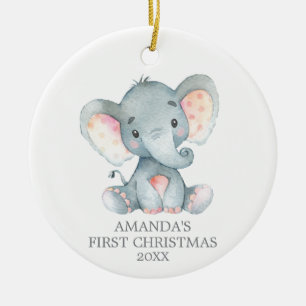 Elephant Baby eerste kerstgrijs Keramisch Ornament