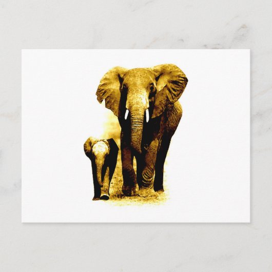 Elephant & Baby Elephant Briefkaart (Voorkant)