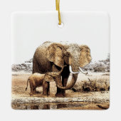 Elephant & Baby Elephant Keramisch Ornament (Voorkant)