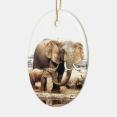 Elephant & Baby Elephant Keramisch Ornament (Links)
