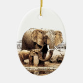 Elephant & Baby Elephant Keramisch Ornament (Voorkant)