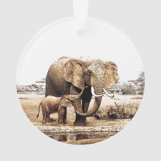 Elephant & Baby Elephant Ornament (achterkant)