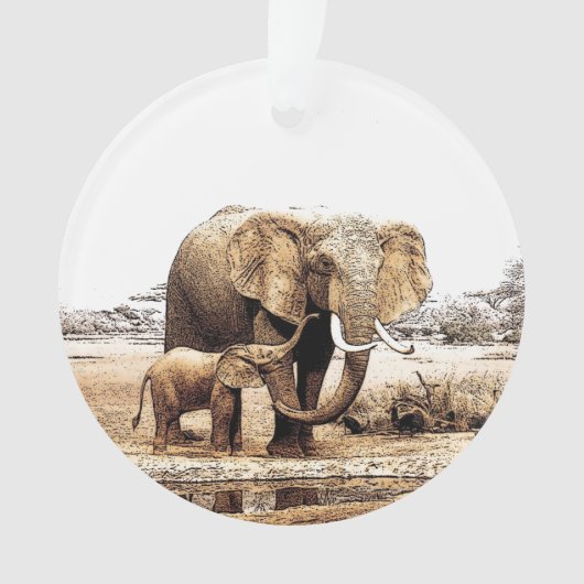 Elephant & Baby Elephant Ornament (voorkant)