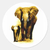 Elephant & Baby Elephant Ronde Sticker (Voorkant)