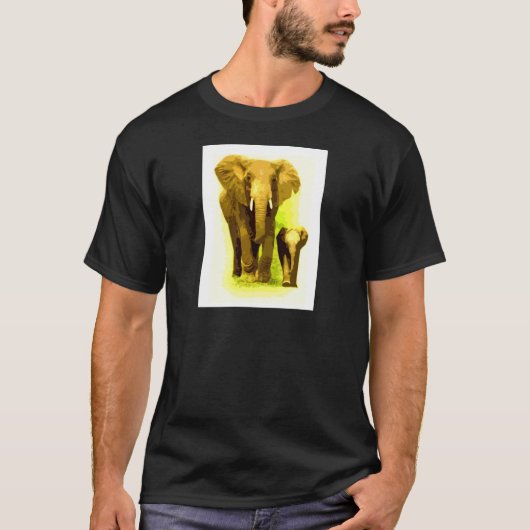 Elephant & Baby Elephant Walking T-shirt (Voorkant)