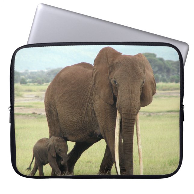 Elephant Baby en moederneopreen laptophoes Laptop Sleeve (Voorkant)