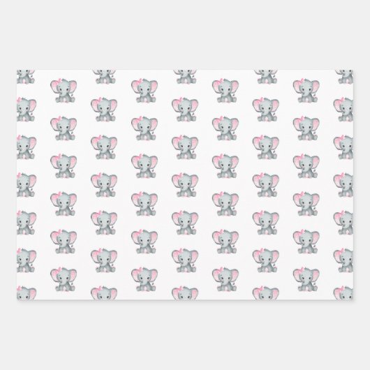 Elephant Baby Girl Baby shower Inpakpapier Vel (Voorkant)
