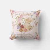 Elephant Baby Girl Birth Stats Foto Kussen (Voorkant)