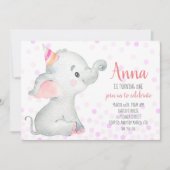 Elephant Baby Girl Blush Roze Confetti Oerwoud Cut Kaart (Voorkant)