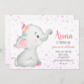 Elephant Baby Girl Blush Roze Confetti Oerwoud Cut Kaart (Voorkant / Achterkant)