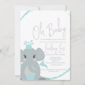 Elephant Baby Girl Elegant Script Baby shower Kaart (Voorkant)