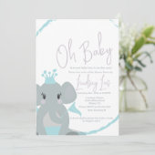 Elephant Baby Girl Elegant Script Baby shower Kaart (Staand voorkant)
