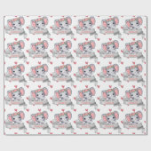 Elephant Baby Girl Heart Patroon Cadeaupapier (Vlak)