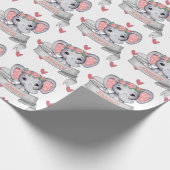 Elephant Baby Girl Heart Patroon Cadeaupapier (Hoek)