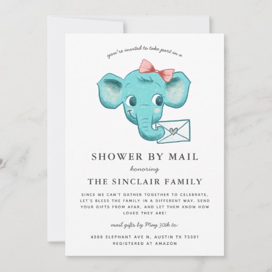 Elephant Baby Girl-schoeisel per post Kaart (Voorkant)