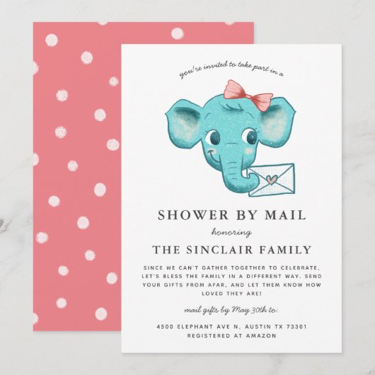 Elephant Baby Girl-schoeisel per post Kaart (Voorkant / Achterkant)