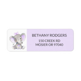 Elephant Baby Girl Shower Envelope Return-adres Etiket