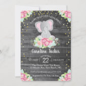 Elephant Baby Girl Shower Rustige Florals Kaart (Voorkant)