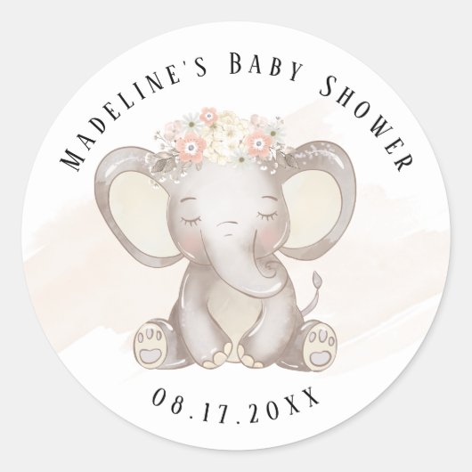 Elephant Baby Girl Shower Sticker (Voorkant)