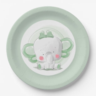 Elephant Baby Green Papieren Bordje