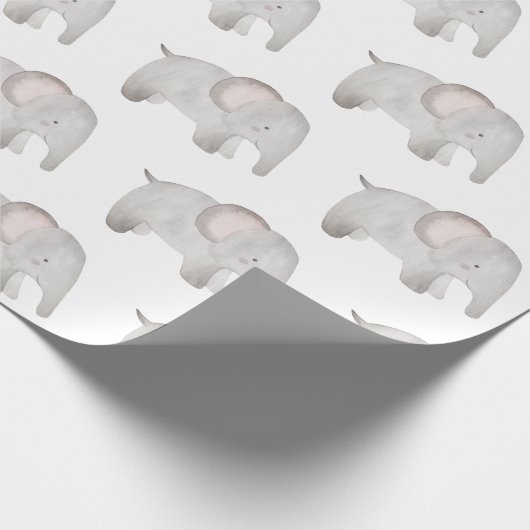 Elephant Baby Grey Waterverf Cute Modern Cadeaupapier (Hoek)